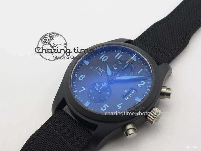 MIROTIME 0422 Comfortable Pilot Chrono IW388003 Real Ceramic ZF 1:1 Best Edition On Black Nylon Strap A 7322